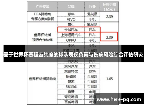 基于世界杯赛程密集度的球队表现负荷与伤病风险综合评估研究